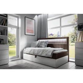 Fun Möbel Boxbett Fabian 92 x 202 cm Holz hochglänzend braun/weiß
