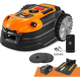 LAWNMASTER OcuMow®18 m?hroboter ohne Begrenzungskabel für bis zu 800©O 4ah Batterie Optische Navigation, Hindernisvermeidung, Automatische Ladestation, virtuelle Sperrzonen, WLAN Bluetooth App