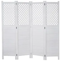 Mendler Paravent HWC-A84, Raumteiler Trennwand Sichtschutz, Ornamente 170x161cm ~ weiß