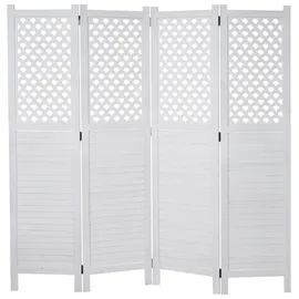 Mendler Paravent HWC-A84, Raumteiler Trennwand Sichtschutz, Ornamente 170x161cm ~ weiß