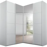 Rauch Quadra Eckschrank inkl. Türendämpfer, mit Spiegeltüren Grau, 4-trg. Spiegel, 2 Kleiderstangen, 12 Einlegeböden, BxHxT 181x229x187 cm