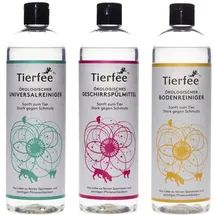 Tierfee Ökologisches Reinigungsset Universalreiniger + Geschirrspülmittel + Bodenreiniger 3x500 ml