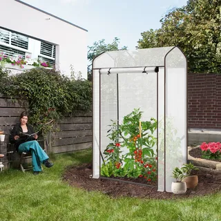 Sekey Tomatengewächshaus mit Dachschräge Mini Tomatenhaus Balkon 100x50x150 cm
