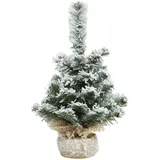 Christmas Decorations Mini Weihnachtsbaum im Jutesack Grün/Weiß 45 cm