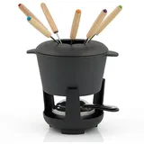 BBQ-Toro | 13-teiliges Gusseisen Fondue Set für 6 Personen 1 L Preseasoned