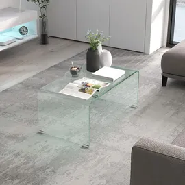 Homcom Couchtisch Transparent Glas 80 x 45 x 35 cm