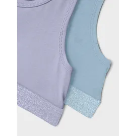 NAME IT Nkfshort TOP 2P Noos, Purple heather Numeric_158 (2er Pack) - numeric_158