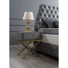 Villa Möbel JUPITER Polsterbett 100x200 - Farbe: Hellgrau - Set: Bettkasten-Kopfteil - Hellgrau