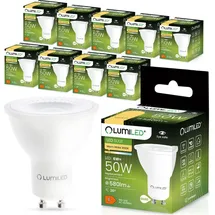 Lumiled GU10 LED 6W 580 lm Leuchtmittel 3000K warmweiß Strahler Spot, ersetzt 50W Halogenlampen 36° Reflektorlampen Reflektor 10 Stück Lampen