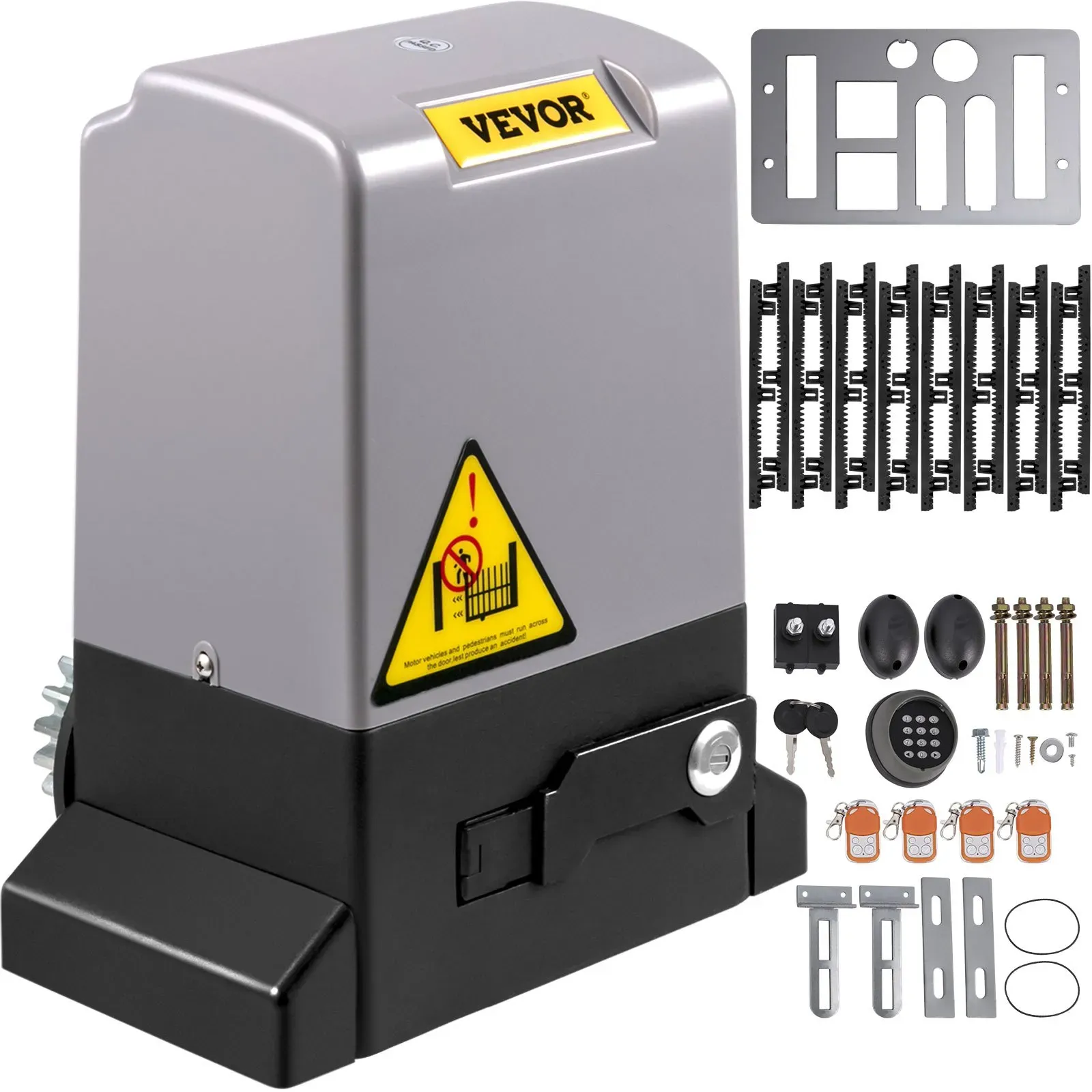 VEVOR Schiebetorantrieb 1800 kg 8 m Automatisches Toröffner mit 4 Fernbedienungen und APP-Steuerung Elektrischer Rolltormotor für Einfahrten Komplettes Hardware-Sicherheitssystem-Kit für Torantriebe