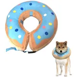 LittleBean Aufblasbare Halskrause Hund Katze Schutzkragen Krägen für Haustiere Hundekragen Leckschutz für Genesung nach Operationen oder Wunden (Blauer Donut, [Neck: 13.5"-15.5"] L)