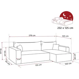 idohome Ecksofa Polyester 3-Sitzer Grau