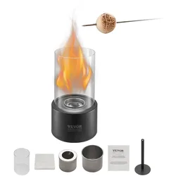 VEVOR Feuerstelle Feuerschale Feuerkorb Rauchfrei Tischkamin mit Glas φ160x285mm