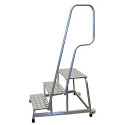 Montage-Tritt aus Aluminium, mit Handlauf und Fahrrollen, 3 Stufen