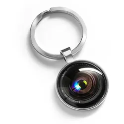 Gadget Master Kameraobjektiv-Schlüsselanhänger, aus Zinklegierung und Kunststoff, silber