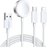 Joyroom S-IW008 3-in-1-Kabel magnetisches Ladegerät USB-A – Lightning/USB-C 1,2 m – Weiß