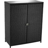 Tectake GmbH Rattan Gartenschrank Monza, Aluminiumgestell, 4 Fächer