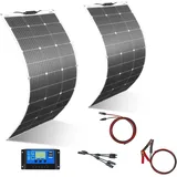 Flexibles Solarpanel Kit 200W 2pcs 100W Biegsames Solarladegerät 20A Solar Laderegler für Wohnmobil, Auto, Camping,Boot