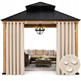 OEM Fertige, Wasserdichte Gartengardinen 155 X 230 Cm Mit Ösen, Hellbeige, Mit Ringen