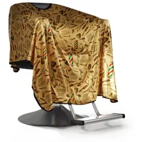 Friseurumhang aus Goldenem Satin, Original Barbermood Barber Cape, Professional Hair Design Salon Cape, Hairdressing Cape, Friseurbedarf,138 cm x158 cm, einstellbar, waschbar. - 138 x 158 cm