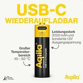 aqiila Akku USB-C® Akku Li-Ion 2000 mAh 1.5 V 4 St.