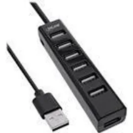 InLine USB 2 Hub, 7-Port, schwarz, mit1mUSBDCKabel,schwarz