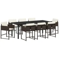 VidaXL 9-teiliges Garten Essset mit Kissen Braun Poly Rattan
