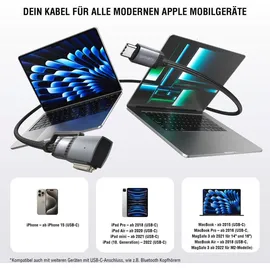 4smarts USB-C auf USB-C Adapter 2 m Schwarz/Grau