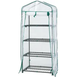 [en.casa] Gewächshaus Chaam mit 4 Ablagen 158x69x49cm Weiß
