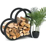 DanDiBo Ambiente DanDiBo Kaminholzregal Innen Metall Schwarz Stehend Herz 52 cm Kaminholzständer 96469 Kaminholzhalter Brennholzregal Feuerholzregal - Schwarz