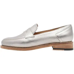Loafer HENRY STEVENS "Lee PL", Damen, Gr. 39, silber, Leder, elegant, Schuhe