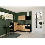 Impuls Küchen Winkelküche L-Form 241 x 225 cm Eiche schwarz