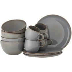 Bloomingville Sandrine Frühstück Set, Geschirr-Set, 12-teilig, grau