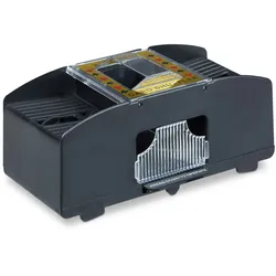 Relaxdays Kartenmischmaschine, 2 Decks, batteriebetrieben, für Spielkarten bis 90 mm, Kunststoff, schwarz