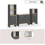 Vicco Karli 3-tlg. Weiß/Goldkraft Eiche