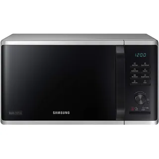 Samsung MS2AK3515AS/EG Mikrowelle, 800 W, 23 l Garraum, 48,9 cm Breite, Kratzfester Keramik-Emaille-Inneraum, QuickDefrost Auftauprogramme, Silber