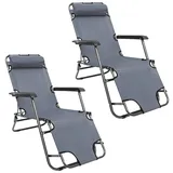 AMANKA Gartenliege 2er Set Gartenstuhl 153 x 60 x 30 cm grau