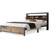 XDOVET Metallbett Jugendbetten Doppelbett 140 x 200 cm mit Stauraum-Kopfteil und Metall Lattenrost, Kinderbett Metall Bettgestell Bettrahmen