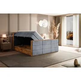altdecor Boxspringbett mit Matratze Topper, Polsterbett mit Bettkasten, LOLLI1-Z KING - Grau