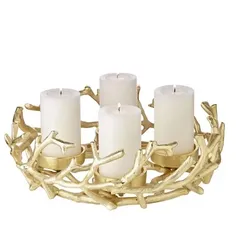 EDZARD Adventskranz Porus Gold, Geweih-Design, Aluminium vernickel, Durchmesser 30 cm, für Kerzen ø 6 cm
