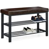 Relaxdays Schuhbank 81 x 49 x 31 cm braun / braun