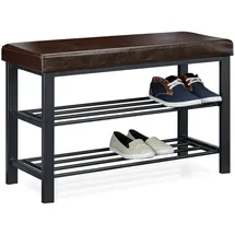 Relaxdays Schuhbank 81 x 49 x 31 cm braun / braun