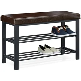 Relaxdays Schuhbank 81 x 49 x 31 cm braun / braun