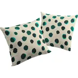 ADAM Audio Adam Dekokissen Kissenhülle Dots, aus Bio-Baumwolle, Kissenhülle ohne Füllung, 1 Stück beige|grün 40 cm x 40 cm