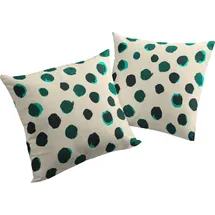 ADAM Audio Adam Dekokissen Kissenhülle Dots, aus Bio-Baumwolle, Kissenhülle ohne Füllung, 1 Stück beige|grün 40 cm x 40 cm