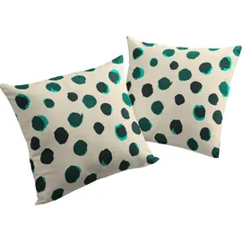 ADAM Audio Adam Dekokissen Kissenhülle Dots, aus Bio-Baumwolle, Kissenhülle ohne Füllung, 1 Stück beige|grün 40 cm x 40 cm