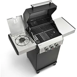 TAINO BLACK 2+1 + Drehspieß-Set Gasgrill mit Seitenbrenner Gasgrill 2 Brenner Matt Schwarz