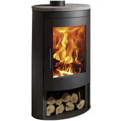 PANADERO Kaminofen »Oval 1 Stone«, Stahl/Naturstein, 8,7 kW, Dauerbrand geeignet - schwarz