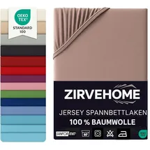 ZIRVEHOME Spannbettlaken Jersey-Baumwolle 90 x 200 cm Nougat