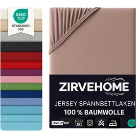 ZIRVEHOME Spannbettlaken Jersey-Baumwolle 90 x 200 cm Nougat